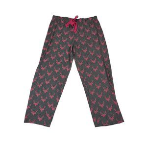 Buckhorn River Lounge Pants Gray Pink Deer Heads Drawstring Pajamas Large